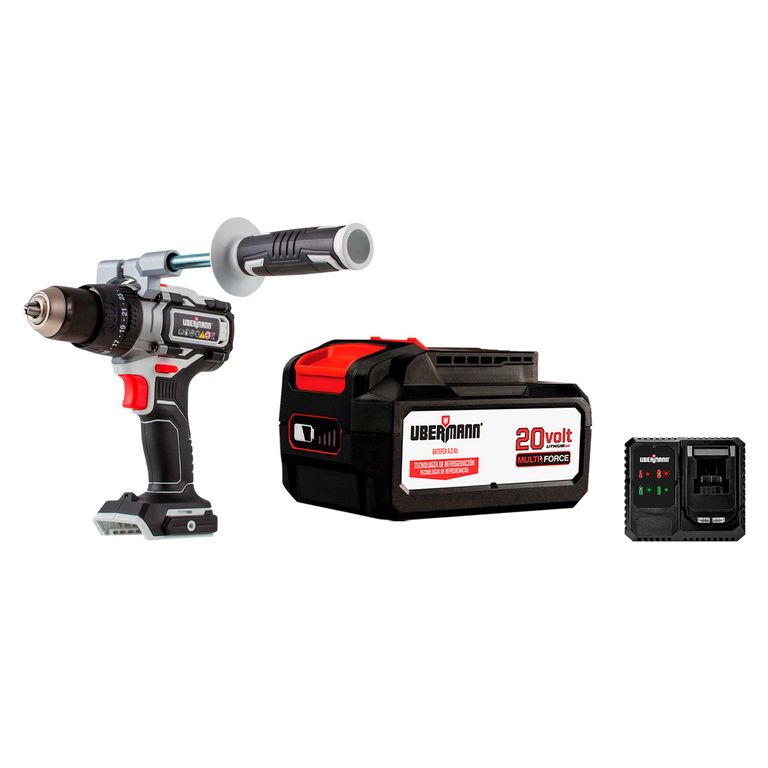 Batería Recargable 20V 4AH Multiforce + Cargador de Batería 20V 2-4 A + Taladro Atornillador Inalámbrico 13 mm 20V Multiforce sin Batería