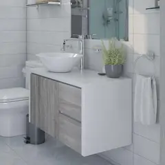 SENSI DACQUA - Mueble de Baño Vanitorio Lagoa Blanco/Wengue 80x46x50cm