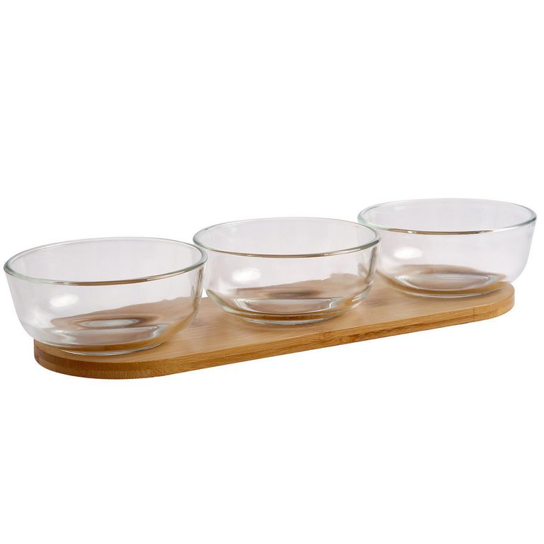 Set 3 Bowls con Base Bambú