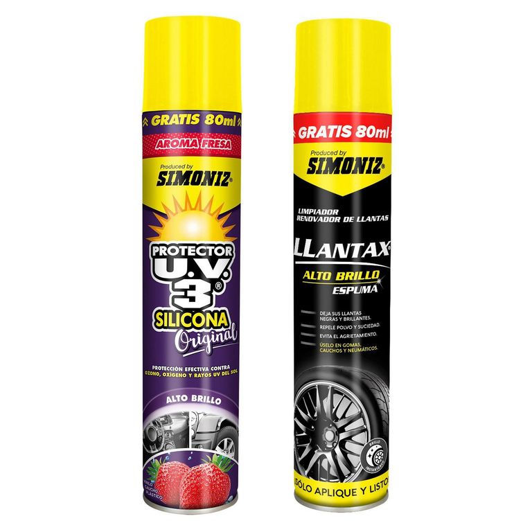 Kit de Silicona y Renovador Aroma Fresa + Llantax Simoniz