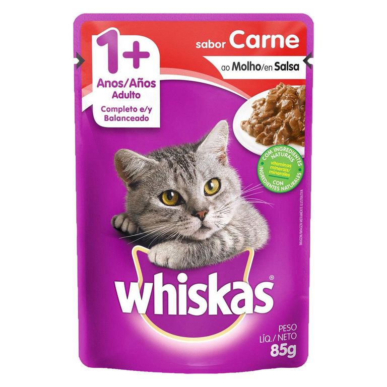 Whiskas Alimento Húmedo para Gato Adulto Sabor Carne 85 gr