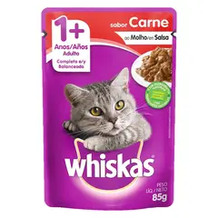 WHISKAS - Adultos Alimento para Gatos 85 gr Sabor Carne
