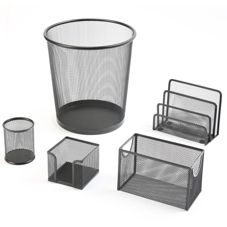Set Organizador de Escritorio 5 Piezas Negro