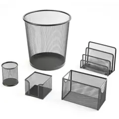 JUST HOME COLLECTION - Set Organizador de Escritorio 5 Piezas Negro