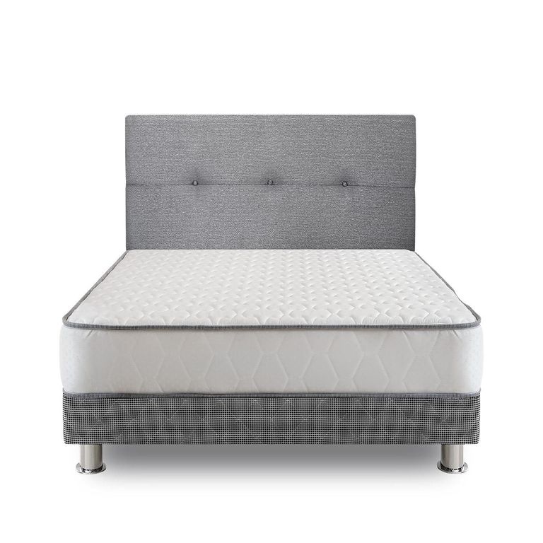 Cama Americana Elegant Forli 2 Plazas + Colchón + Cabecera Alicia + Almohada + Protector