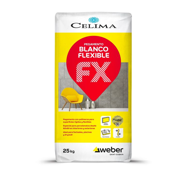 Pegamento para Cerámicas o Porcelanatos Celima Blanco Flexible 25kg