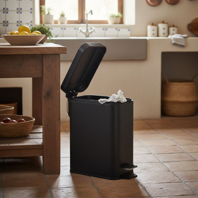 Papelera con Pedal Negro 5L