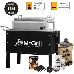 MR GRILL - Caja China Acero Inoxidable/ Madera 56X32 Cm