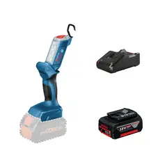 BOSCH - Linterna Inalámbrica GLI 18V (Sin batería) + Batería de Iones de Litio 18V GBA 18V 4.0Ah + Cargador GAL 18V-40 de 18V