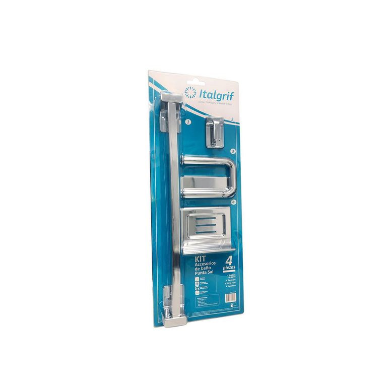 Kit de Accesorios para Baño 4 Piezas Cromado ABS