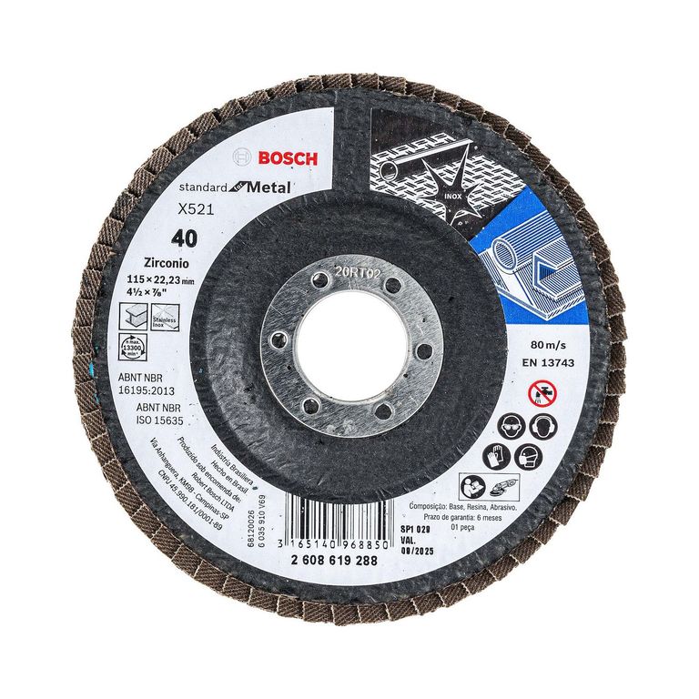 Disco Flap Bosch Standard for Metal; 115mm G40 Curvo.