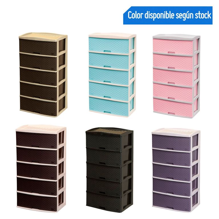 Cómoda Kusi Ratan Reyplast 5 Cajones