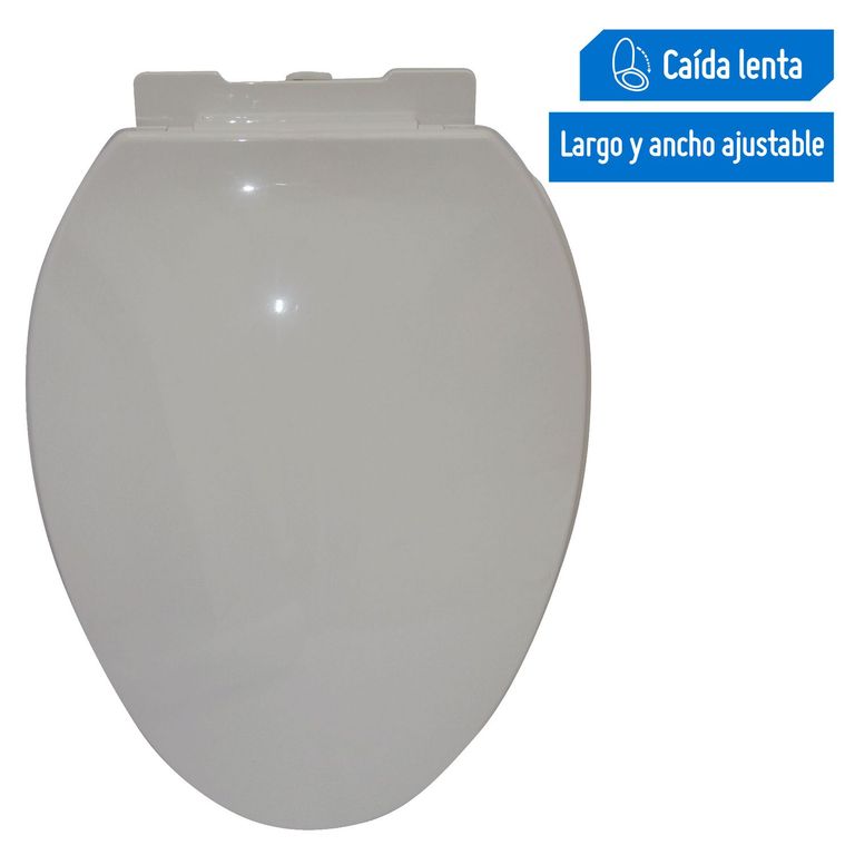 Asiento Tapa Inodoro Elongado Plástico Blanco
