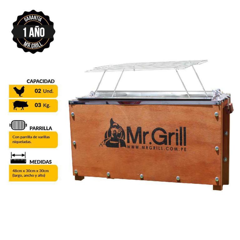 Caja China Acero Galvanizado/ Madera Mr Grill 46X28 Cm
