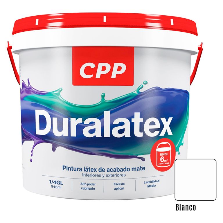 Pintura Látex CPP Duralatex Mate Blanco 1/4 Gl