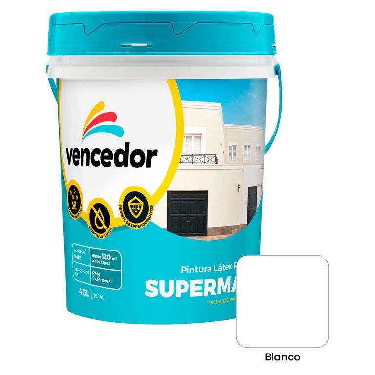 Pintura Látex Vencedor Supermate Blanco 4 Gl