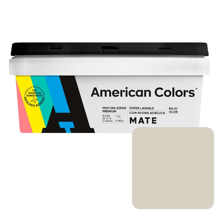 Pintura Látex American Colors Mate Blanco Humo 1 Gl