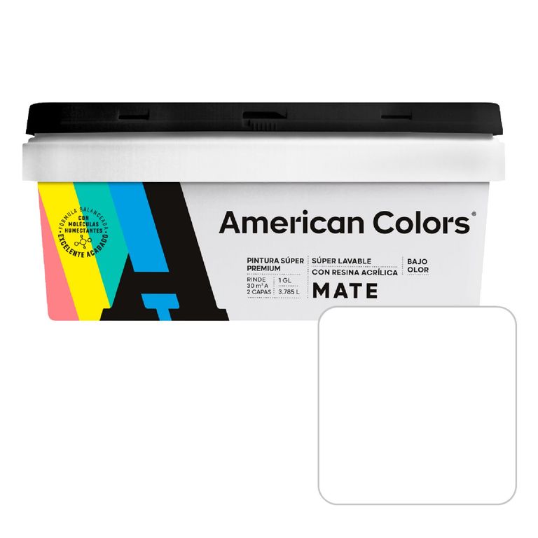 Pintura Látex American Colors Mate Blanco 1 Gl