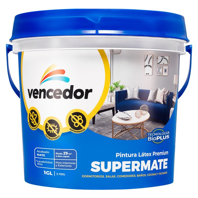 Pintura Látex Vencedor Supermate Blanco 1 Gl