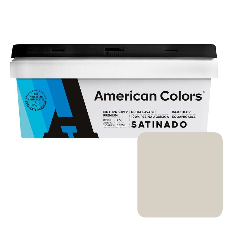 Pintura Látex American Colors Satinado Blanco Humo1 Gl