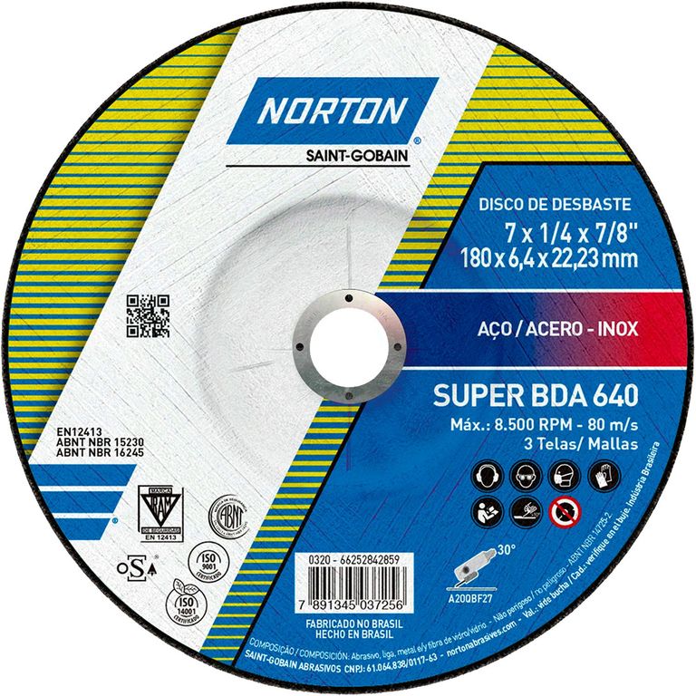Disco de Desbaste para acero 180x6.4x22.23 mm Norton