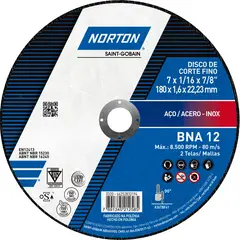 NORTON - Disco de Corte Fino para acero BNA12 7