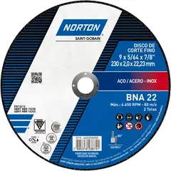 NORTON - Disco de Corte Fino para acero 230 x 22.23mm