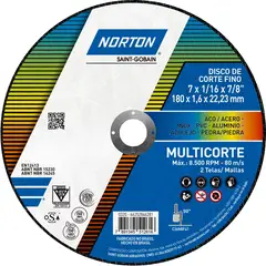 NORTON - Disco Multicorte para acero 180 x 22.23 mm