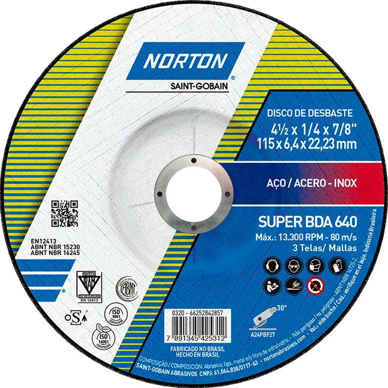 Disco de Desbaste para acero 115 x 22.23 mm Norton