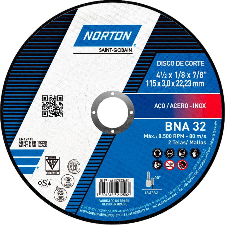 Disco de Corte Acero 115 x 22.23 mm Norton