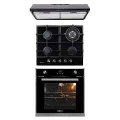 KLIMATIC - Tricombo Cocina Empotrable Trevi 60cm+ Campana Extractora CK601NE + Horno a Gas Francfort