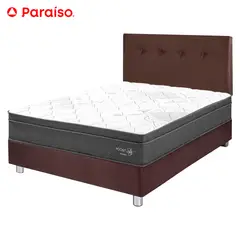 PARAISO - Dormitorio Pocket Star 1.5 Plazas Chocolate + Almohada + Protector