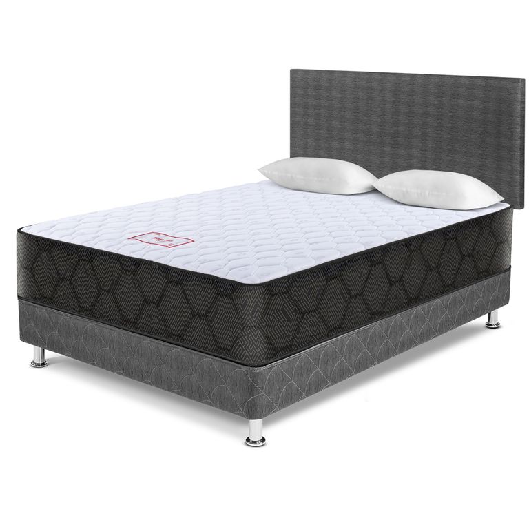Dormitorio Edén 2 Plazas Gris + 2 Almohadas + Protector