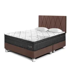 PARAISO - Dormitorio Pocket Star King Chocolate + 2 Almohadas + Protector