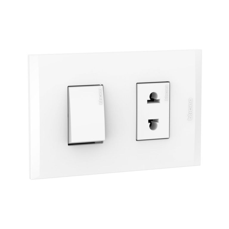 Interruptor + Tomacorriente Simple Modus 4 Blanco