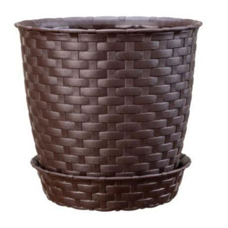 Maceta Redonda Ratan Marrón 25x23cm