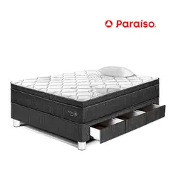 PARAISO - Cama con Cajones Pocket Star 1.5 Plazas + Almohada + Protector