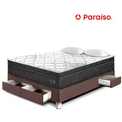 PARAISO - Cama con Cajones Pocket Star 2 Plazas + 2 Almohadas + Protector