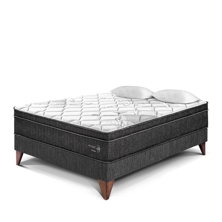 Cama Europea Pocket Star 2 Plazas + 2 Almohadas + Protector