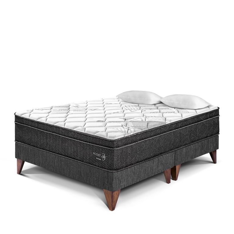 Cama Europea Pocket Star Queen + 2 Almohadas + Protector