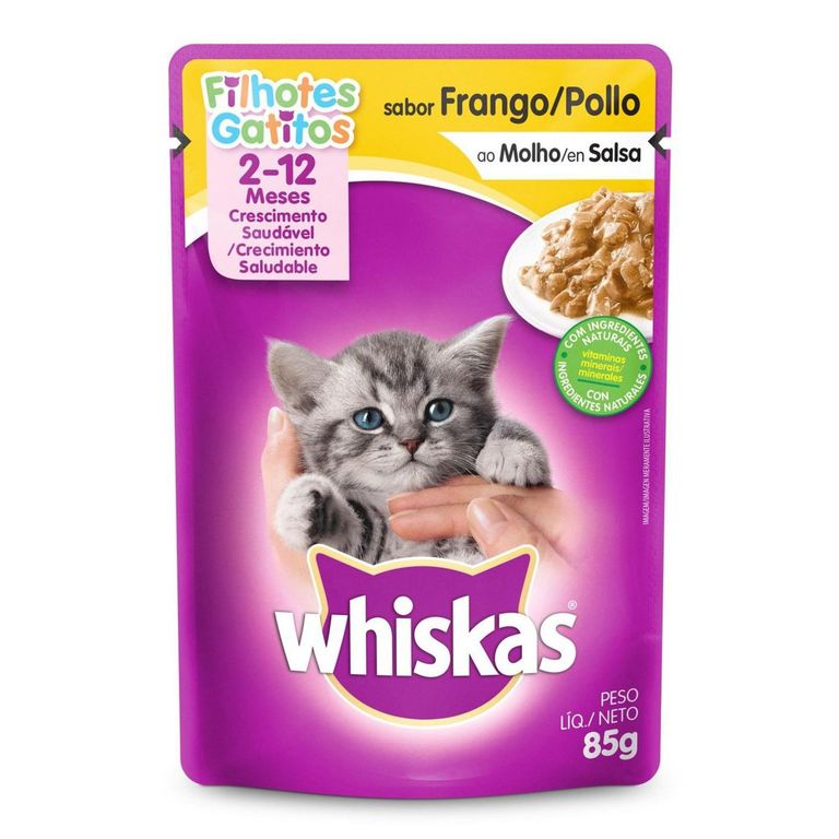 Whiskas Alimento Húmedo para Gato Cachorro Sabor Pollo 85 kg