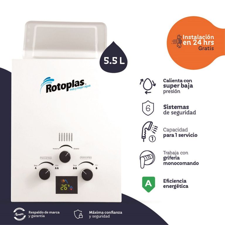 Terma a Gas GN Rotoplas Flaming Tiro Natural 5.5 LT