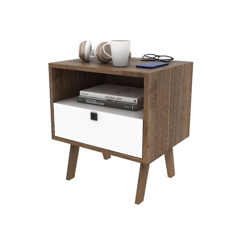 Mesa de Noche Blanco/Taupé