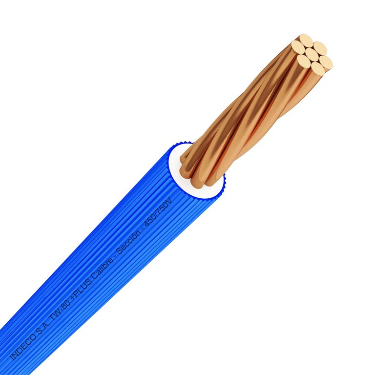 Cable TW-80 Plus 14 AWG Indeco 450/750V Azul 100 Metros