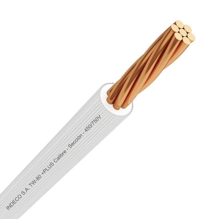 Cable TW-80 Plus 14 AWG Indeco 450/750V Blanco 100 Metros