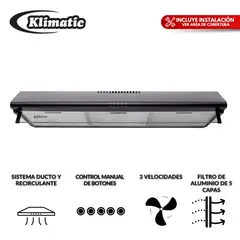 KLIMATIC - Combo Cocina Empotrable 5 Hornillas Gina X + Campana Lineal 90cm CK901NE
