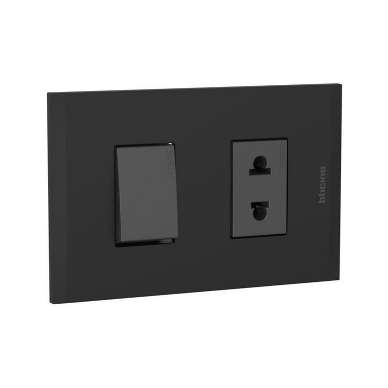 Interruptor + Tomacorriente Simple Modus 4 Negro