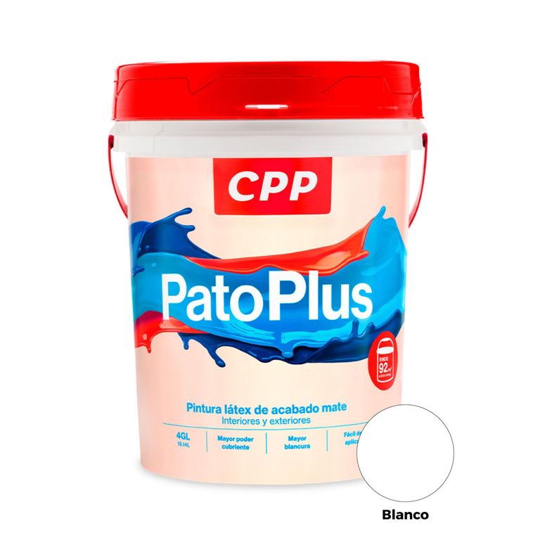 Pintura Látex CPP Pato Plus Mate Blanco 4 Gl