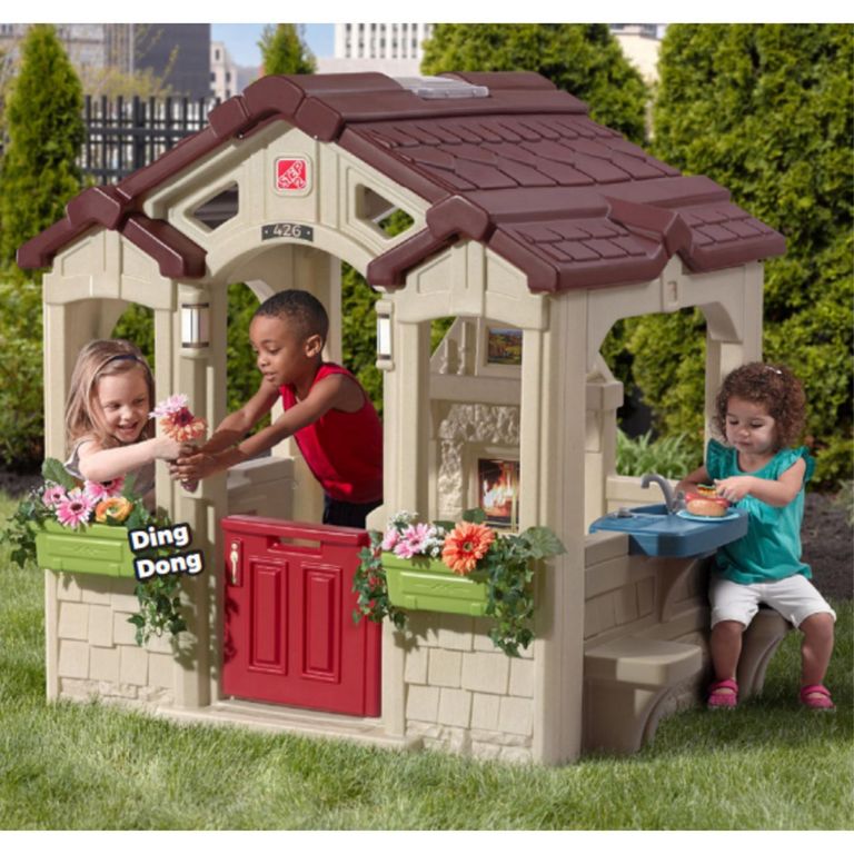 Casita Encantadora Marrón Casa de Juegos Para Niños
