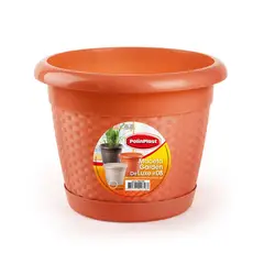 POLINPLAST - Maceta Garden Deluxe #8 con Base Color Cerezo 42x33x